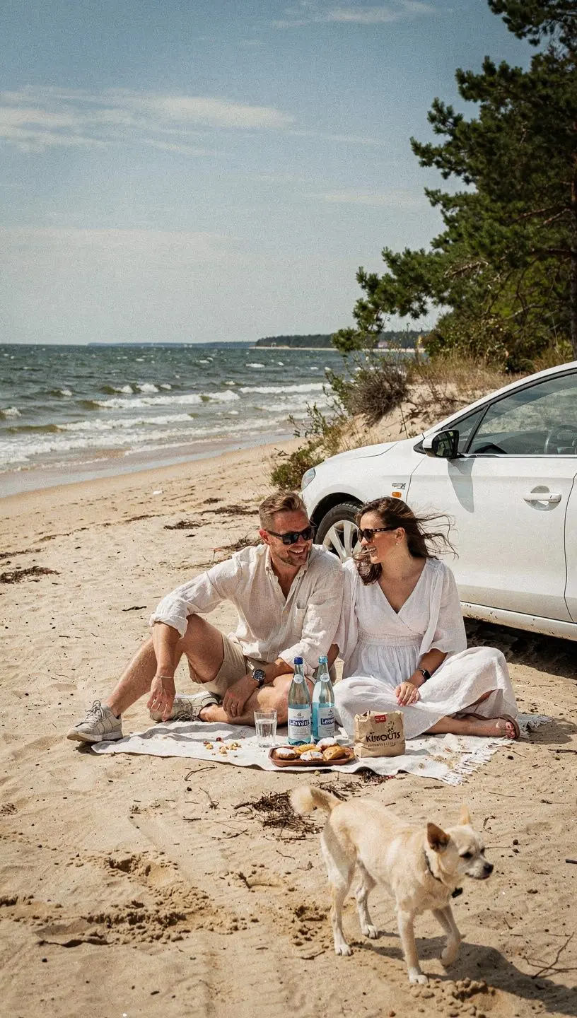 A charming street lined with colorful buildings in a quaint Latvian town, inviting travelers to explore local culture.